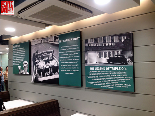 Learn about Triple-O's by White Spot on the posters on the walls