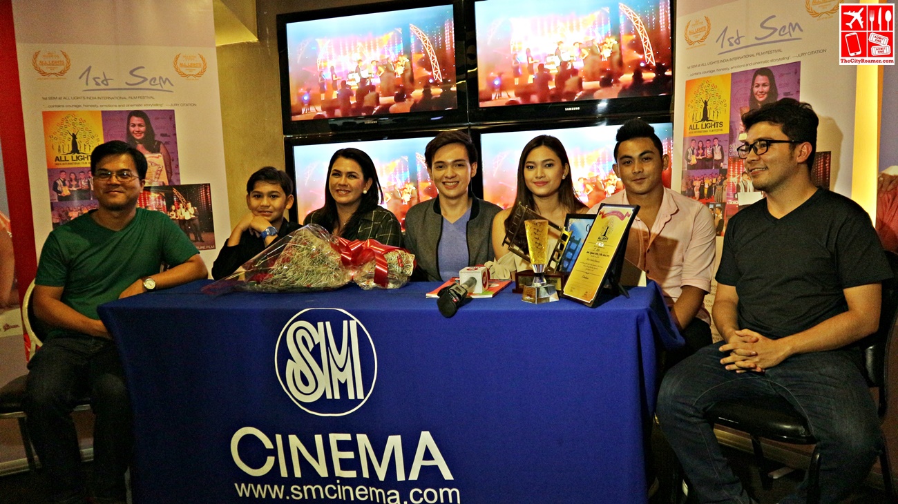 The cast of 1st Sem with Writer, Director Producer Allan Ibanez (Leftmost end) and Dexter Hemedez (Rightmost end)