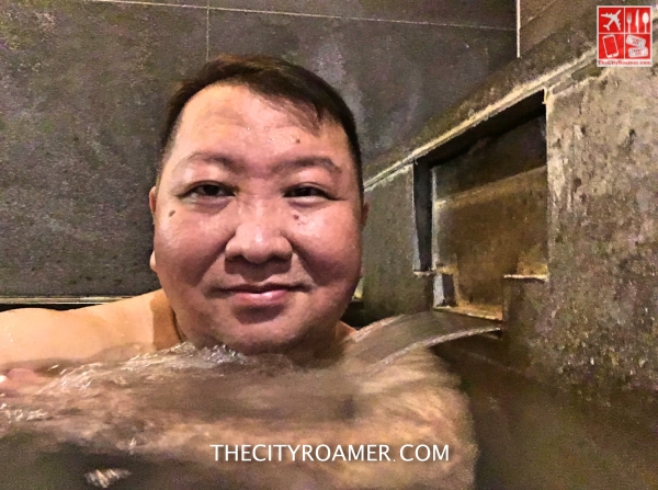 Enjoying the hot spring bath