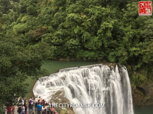 The Shifen Waterfall from an elevated viewing deck