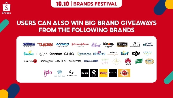 Big Brand Giveaways on Shopee 1010 Brand Festival