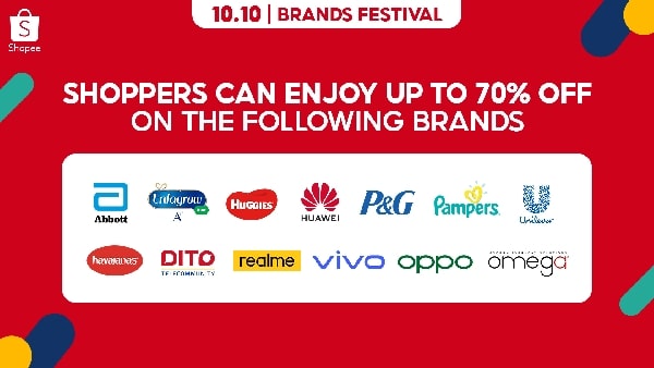 Up to 70% on selected brands at the Shopee 1010 Brand Festival