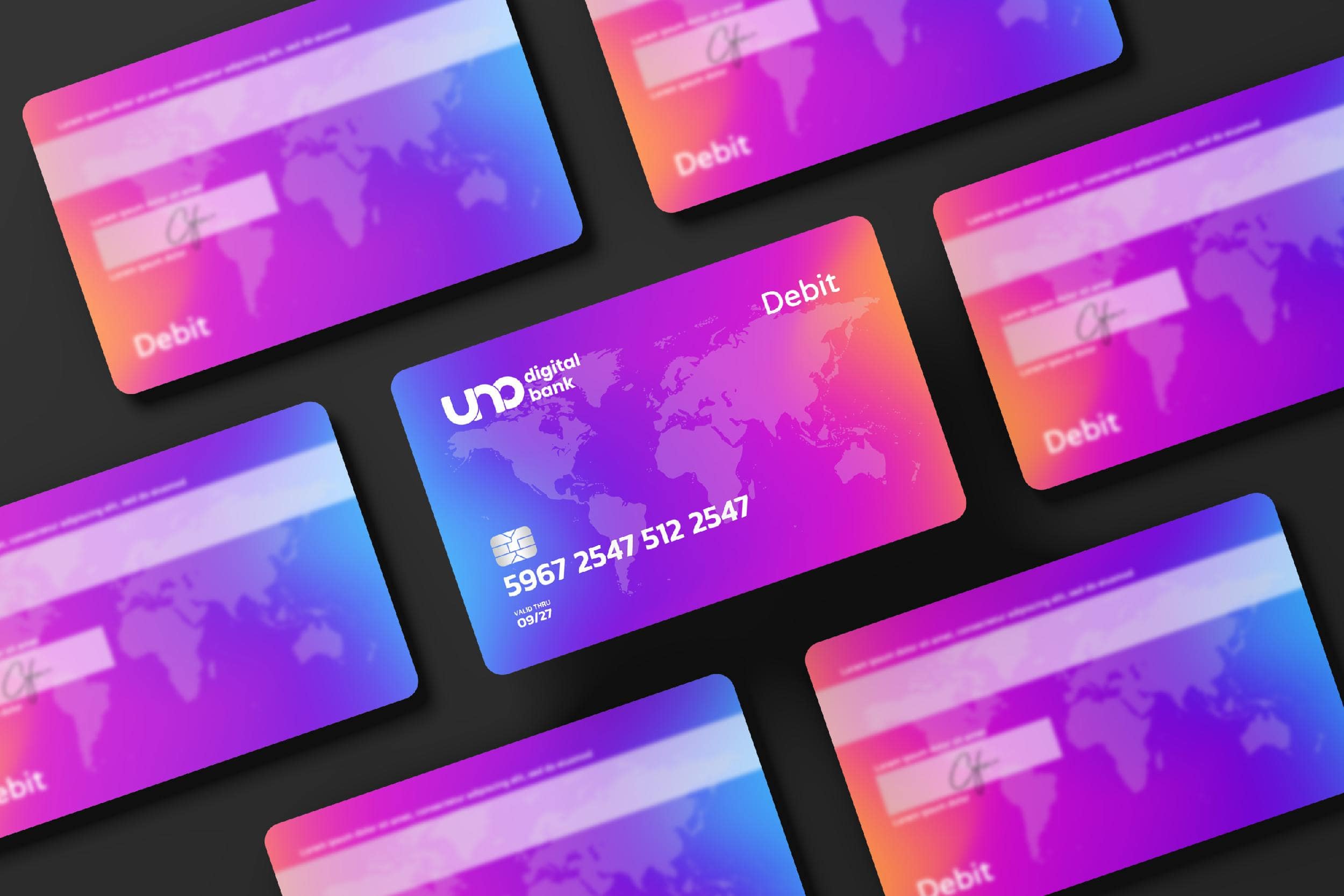 Uno Digital Bank Dedit Cards Mockup