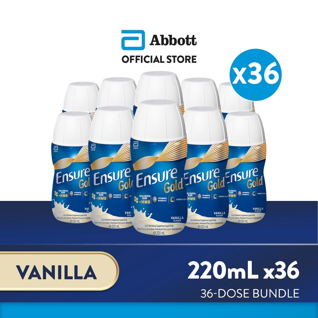 Ensure Gold HMB Vanilla Liquid Drink 220ml RPB For Adult Nutrition Bundle of 36