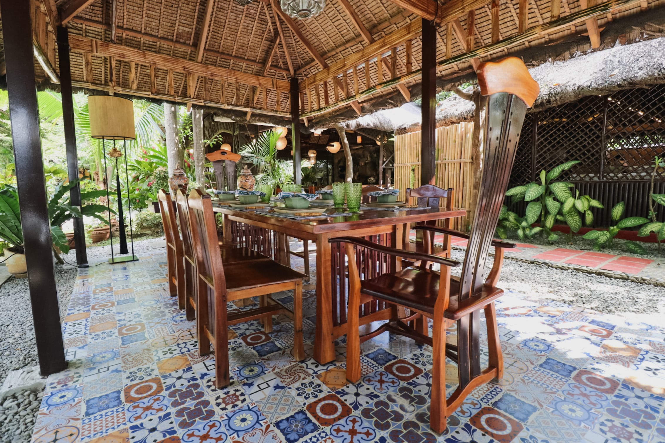 Outdoor dining area of the Barrettos’ rest house