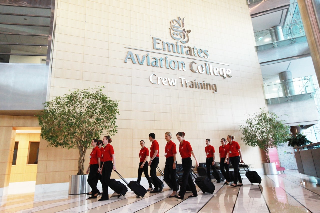 The crew at the Emirates Aviation College to gain life-savings skills training